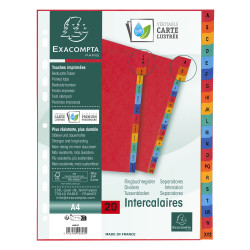 Intercalaires carte lustrée avec onglets imprimés alphabétiques 20 positions AZ - A4