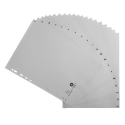 Intercalaires imprimés alphabétiques PP recyclé gris A-Z (alphabet allemand) - 20 positions - A4