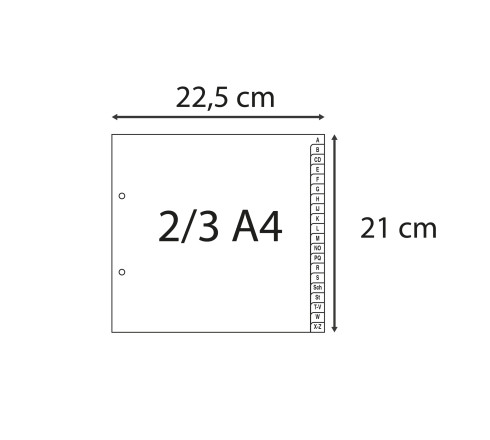 Intercalaires imprimés alphabétiques PP recyclé gris A-Z (alphabet allemand) - 20 positions - 2/3 A4