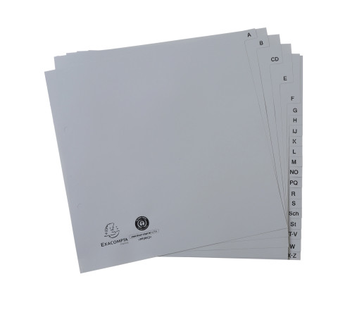 Intercalaires imprimés alphabétiques PP recyclé gris A-Z (alphabet allemand) - 20 positions - 2/3 A4