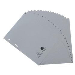 Intercalaires imprimés alphabétiques PP recyclé gris A-Z (alphabet allemand) - 24 positions - A5