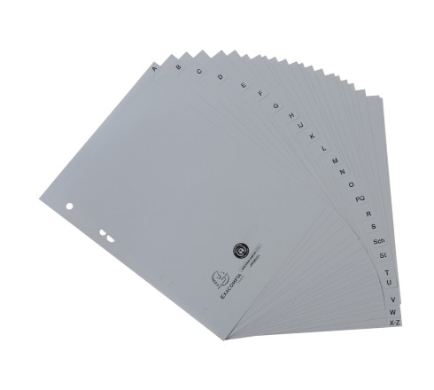 Intercalaires imprimés alphabétiques PP recyclé gris A-Z (alphabet allemand) - 24 positions - A5
