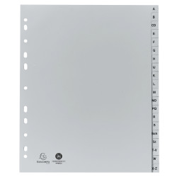 Intercalaires imprimés alphabétiques PP recyclé gris - AZ (alphabet allemand) 20 positions - A4 Maxi