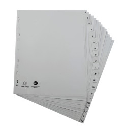Intercalaires imprimés alphabétiques PP recyclé gris - AZ (alphabet allemand) 20 positions - A4 Maxi