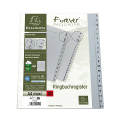 Intercalaires imprimés alphabétiques PP recyclé gris - AZ (alphabet allemand) 20 positions - A4 Maxi
