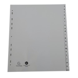 Intercalaires imprimés alphabétiques PP recyclé gris - AZ 20 positions - A4 Maxi