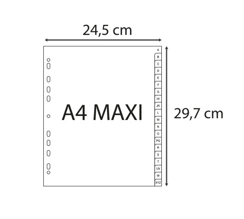 Intercalaires imprimés alphabétiques PP recyclé gris - AZ 20 positions - A4 Maxi