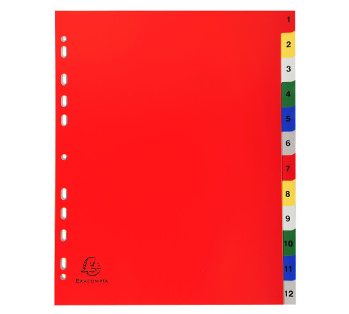 Intercalaires imprimés numériques polypropylène 12/100e - 12 positions - A4 Maxi