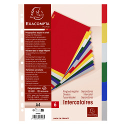 Intercalaires polypropylène souple 6 positions - A4