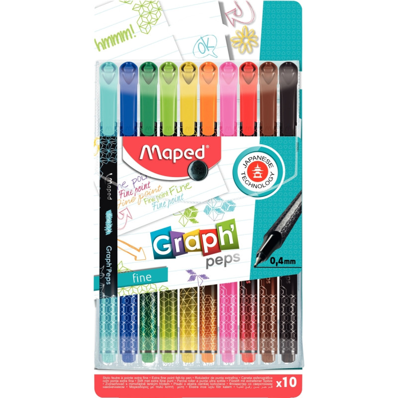 Pochette de 10 feutres GraphPeps assortis