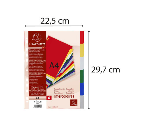 Intercalaires polypropylène souple 6 positions - A4