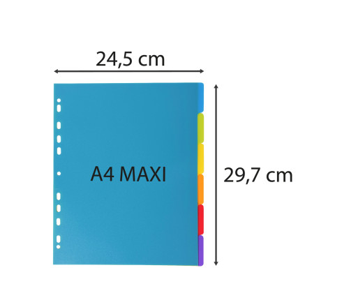 Intercalaires en polypropylène 6 positions Campus - A4 Maxi