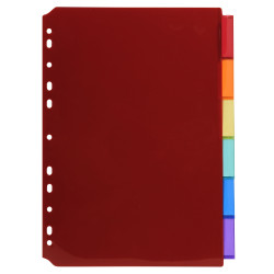 Intercalaires PP transparent couleurs avec porte étiquette A4 6 positions