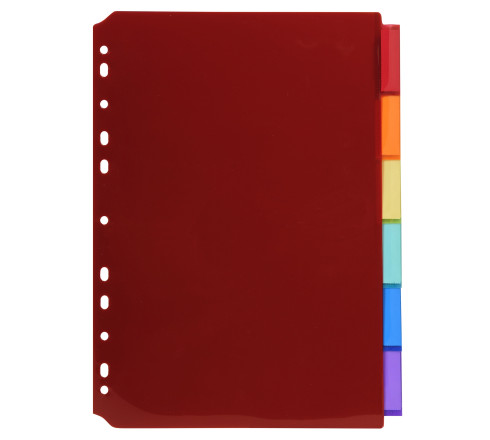 Intercalaires PP transparent couleurs avec porte étiquette A4 6 positions