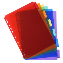 Intercalaires PP transparent couleurs avec porte étiquette A4 6 positions