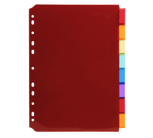 Intercalaires PP transparent couleurs avec porte étiquette A4 8 positions