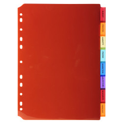 Intercalaires PP transparent couleurs avec porte étiquette A4 8 positions