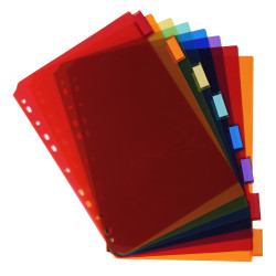 Intercalaires PP transparent couleurs avec porte étiquette A4 8 positions