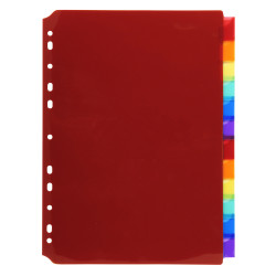 Intercalaires PP transparent couleurs avec porte étiquette A4 12 positions