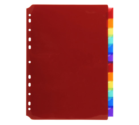 Intercalaires PP transparent couleurs avec porte étiquette A4 12 positions