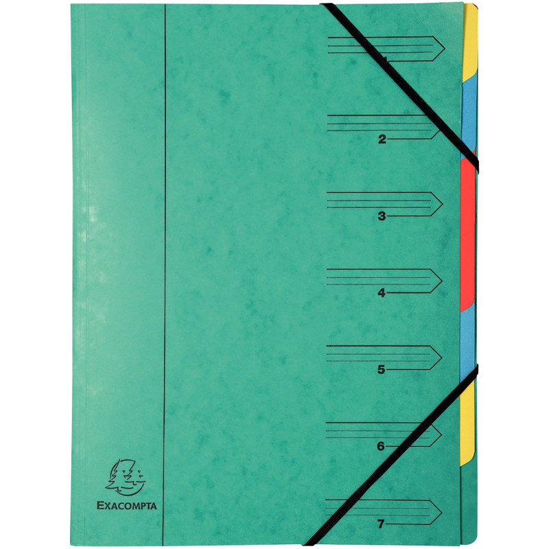 Trieur dos agrafé avec élastiques 7 compartiments, coloris assortis