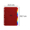 Intercalaires PP transparent couleurs avec porte étiquette A4 12 positions