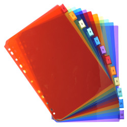 Intercalaires PP transparent couleurs avec porte étiquette A4 12 positions