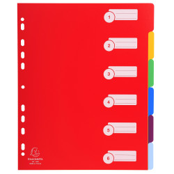 Intercalaires polypropylène opaque semi rigide 6 positions - A4 maxi