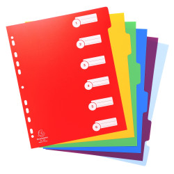 Intercalaires polypropylène opaque semi rigide 6 positions - A4 maxi