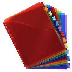 Intercalaires avec pochette polypropylène 12 positions - A4 maxi