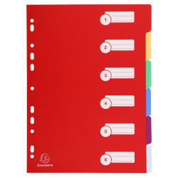 Intercalaires polypropylène opaque semi rigide 6 positions - A4