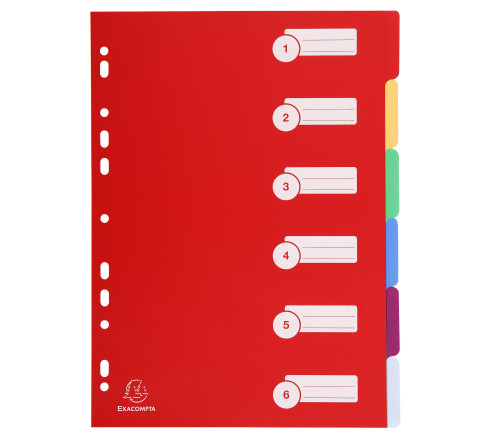 Intercalaires polypropylène opaque semi rigide 6 positions - A4