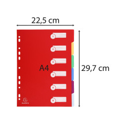 Intercalaires polypropylène opaque semi rigide 6 positions - A4