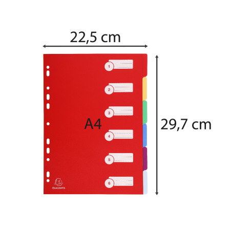 Intercalaires polypropylène opaque semi rigide 6 positions - A4