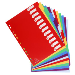 Intercalaires polypropylène opaque semi rigide 12 positions - A4