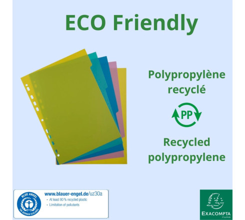 Intercalaires polypropylène recyclé Forever Young 5 positions - A4