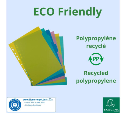 Intercalaires polypropylène recyclé Forever Young 6 positions - A4