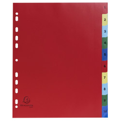 Intercalaires imprimés numériques PP couleurs 12/100e - 10 positions - A4+