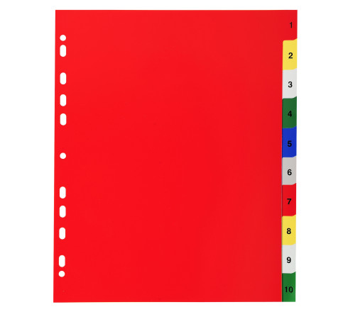 Intercalaires imprimés numériques PP couleurs 12/100e - 10 positions - A4+