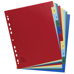 Intercalaires imprimés numériques PP couleurs 12/100e - 10 positions - A4+