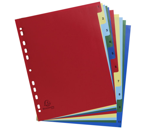 Intercalaires imprimés numériques PP couleurs 12/100e - 10 positions - A4+