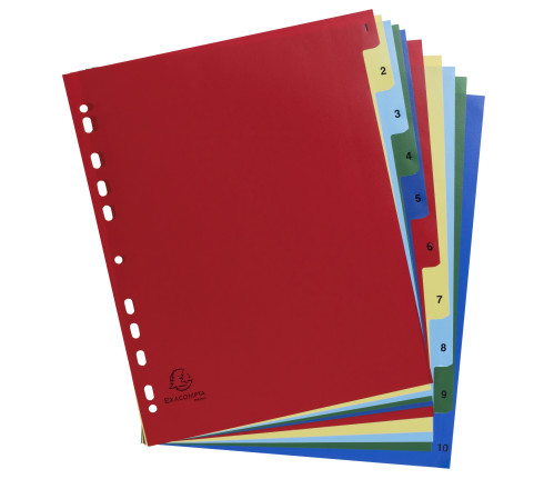 Intercalaires imprimés numériques PP couleurs 12/100e - 10 positions - A4+