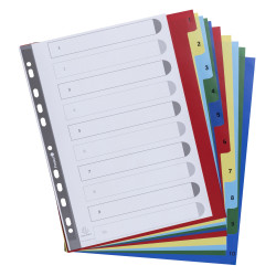 Intercalaires imprimés numériques PP couleurs 12/100e - 10 positions - A4+