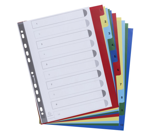 Intercalaires imprimés numériques PP couleurs 12/100e - 10 positions - A4+