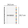 Intercalaires imprimés numériques PP couleurs 12/100e - 31 positions - A4+