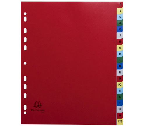 Intercalaires imprimés alphabétique PP couleurs 12/100e - 20 positions - A4+