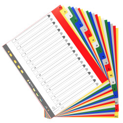 Intercalaires imprimés alphabétique PP couleurs 12/100e - 20 positions - A4+