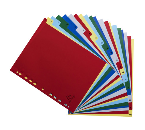Intercalaires imprimés alphabétique PP couleurs 12/100e - 20 positions - A4+