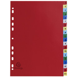 Intercalaires imprimés alphabétiques PP couleurs 12/100 AZ - A4