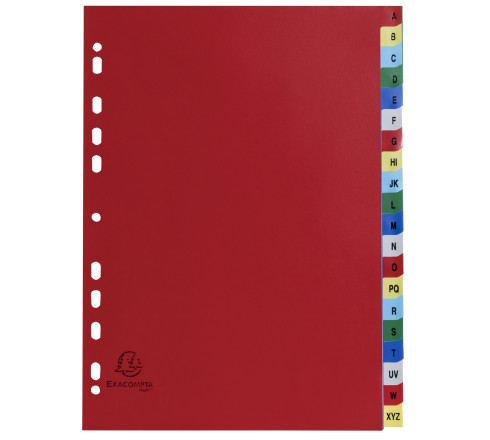 Intercalaires imprimés alphabétiques PP couleurs 12/100 AZ - A4